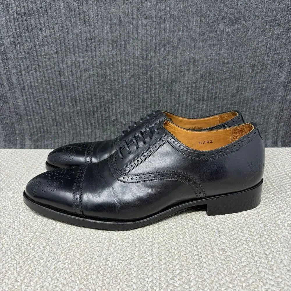 John Fluevog Classic Leather Oxfords Cap Toe Wingtip Black Men’s Size 10.5